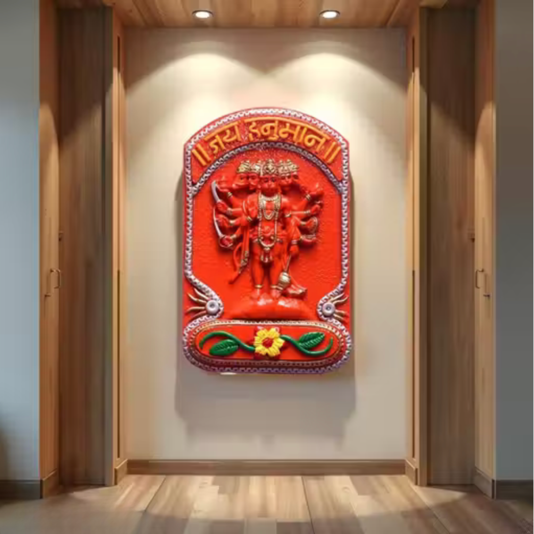 Panchmukhi Hanuman Ji Wall Decor – Spiritual Religious Decoration