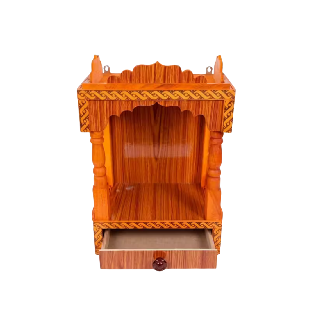 Premium Wooden Mandir for Home – Handcrafted Pooja Temple with Drawer