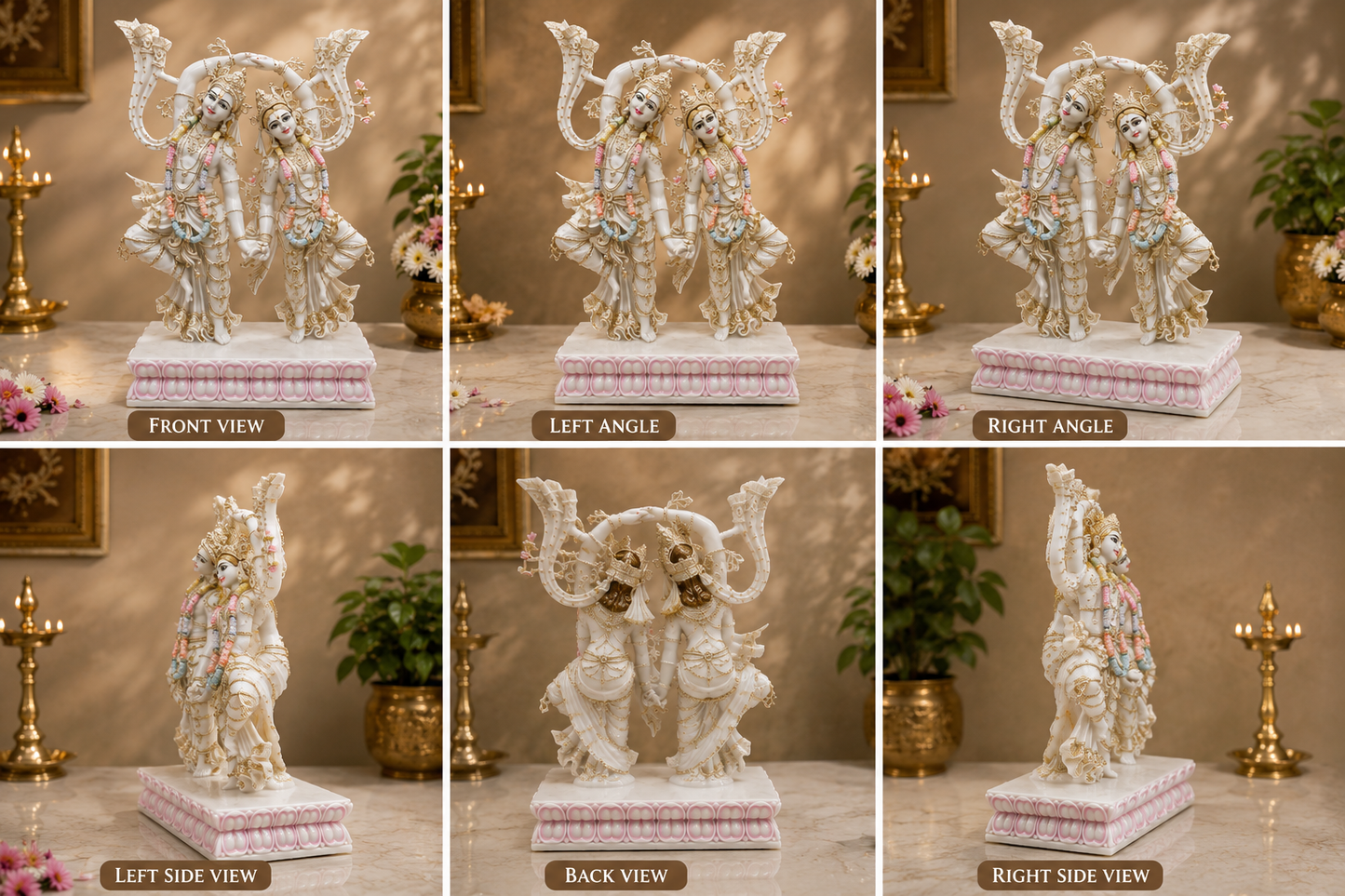 Radha Krishna Jugal Jodi – 2 Feet Handcrafted Pure White Marble Idol for Home Temple & Sacred Décor