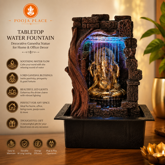Ganesha Tischbrunnen mit LED-Beleuchtung
