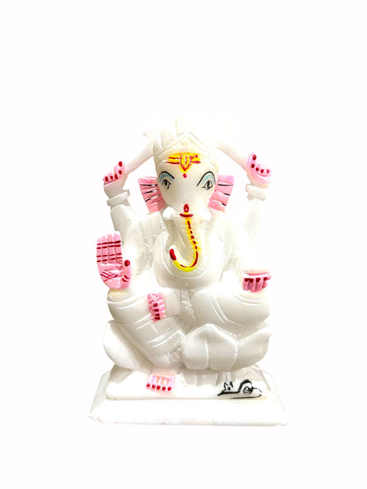 Lord Ganesha '6-Inch' (Pure Marble)