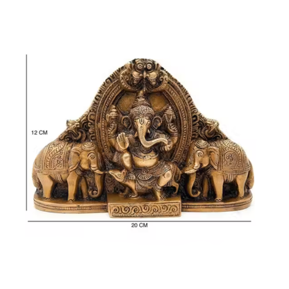 Lord Ganesha with Elephant Showpiece – Antique Finish Spiritual Home Decor