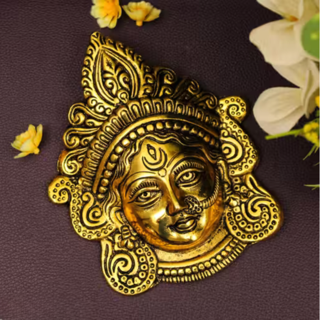 Devi Mata Face Decor Showpiece – Premium Antique Finish Spiritual Decoration