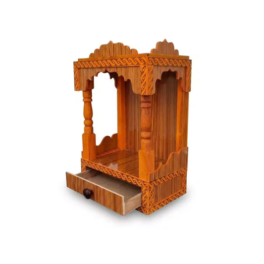 Premium Wooden Mandir for Home – Handcrafted Pooja Temple with Drawer