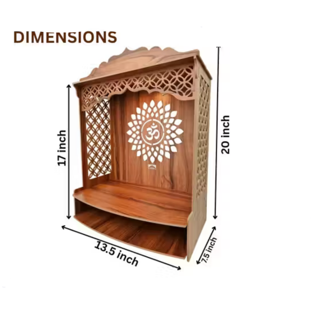 Premium Wooden Mandir for Home – LED Light Designer Pooja Temple