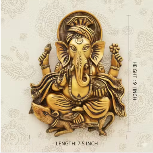 Lord Ganesha Wall Hanging Decor – Premium Antique Finish Spiritual Wall Art