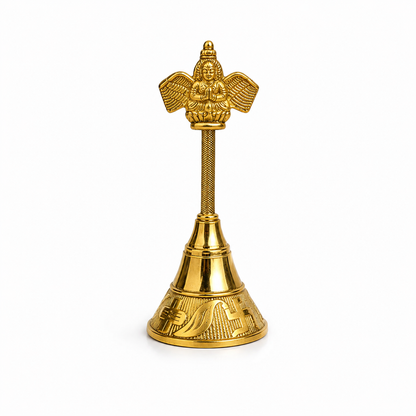 Pooja Ghanthi Bell with Garuda Handle – Pure Brass Hand Bell for Puja, Aarti, Temple & Home | 11 cm