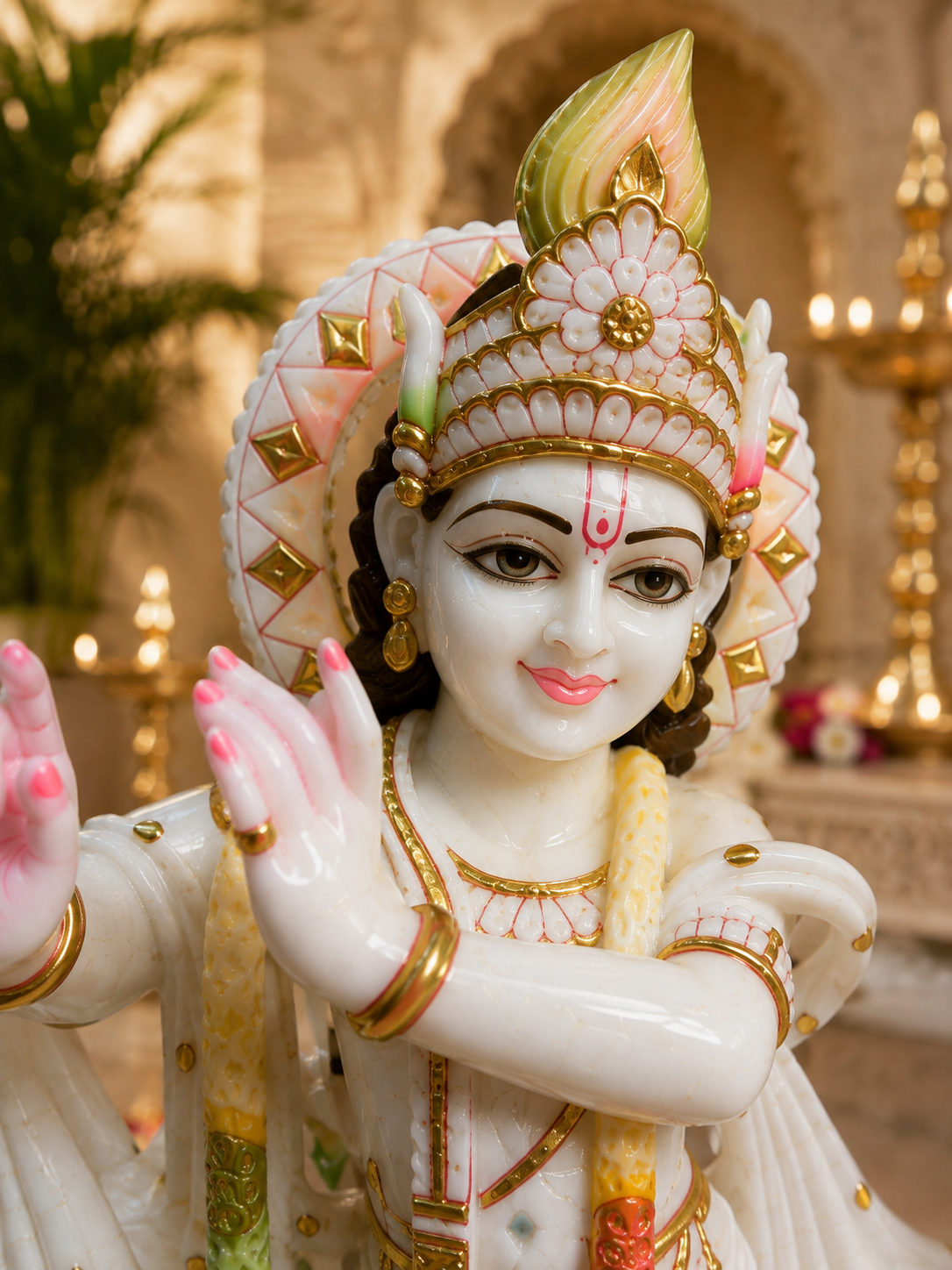 2.5 Ft Premium White Marble Radha Krishna Idol Set | Handcrafted Marble Murti Pair for Home Temple, Mandir & Spiritual Décor