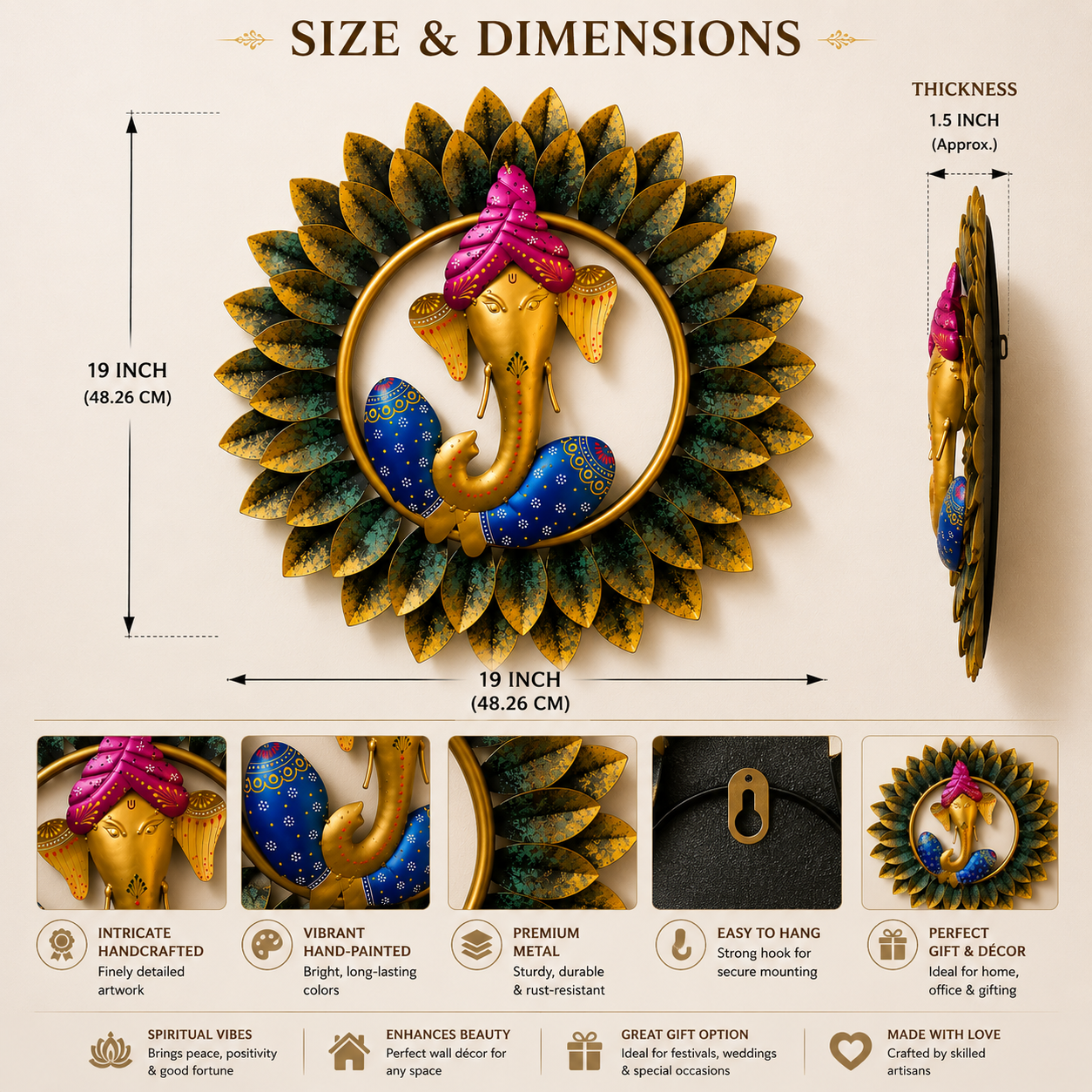 Ganesha Wall Art – Handcrafted Spiritual Wall Decor