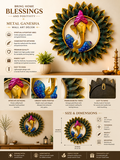 Ganesha Wall Art – Handcrafted Spiritual Wall Decor