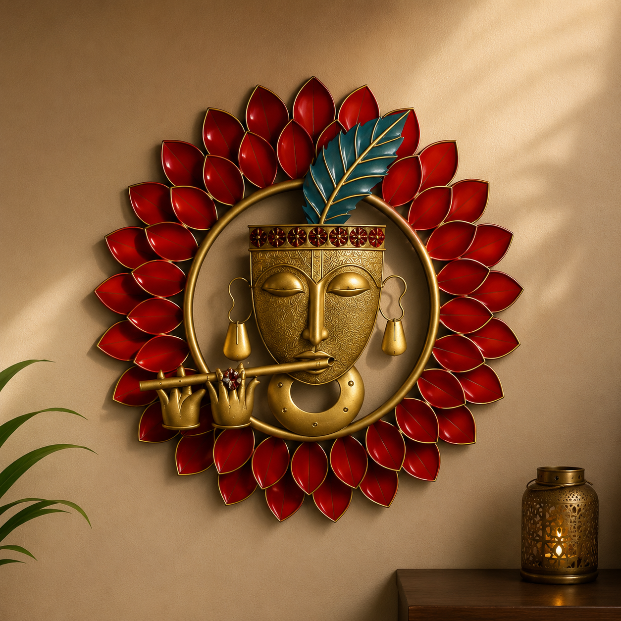 Krishna Face Metal Wall Hanging