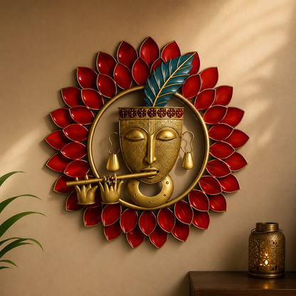 Krishna Face Metal Wall Hanging
