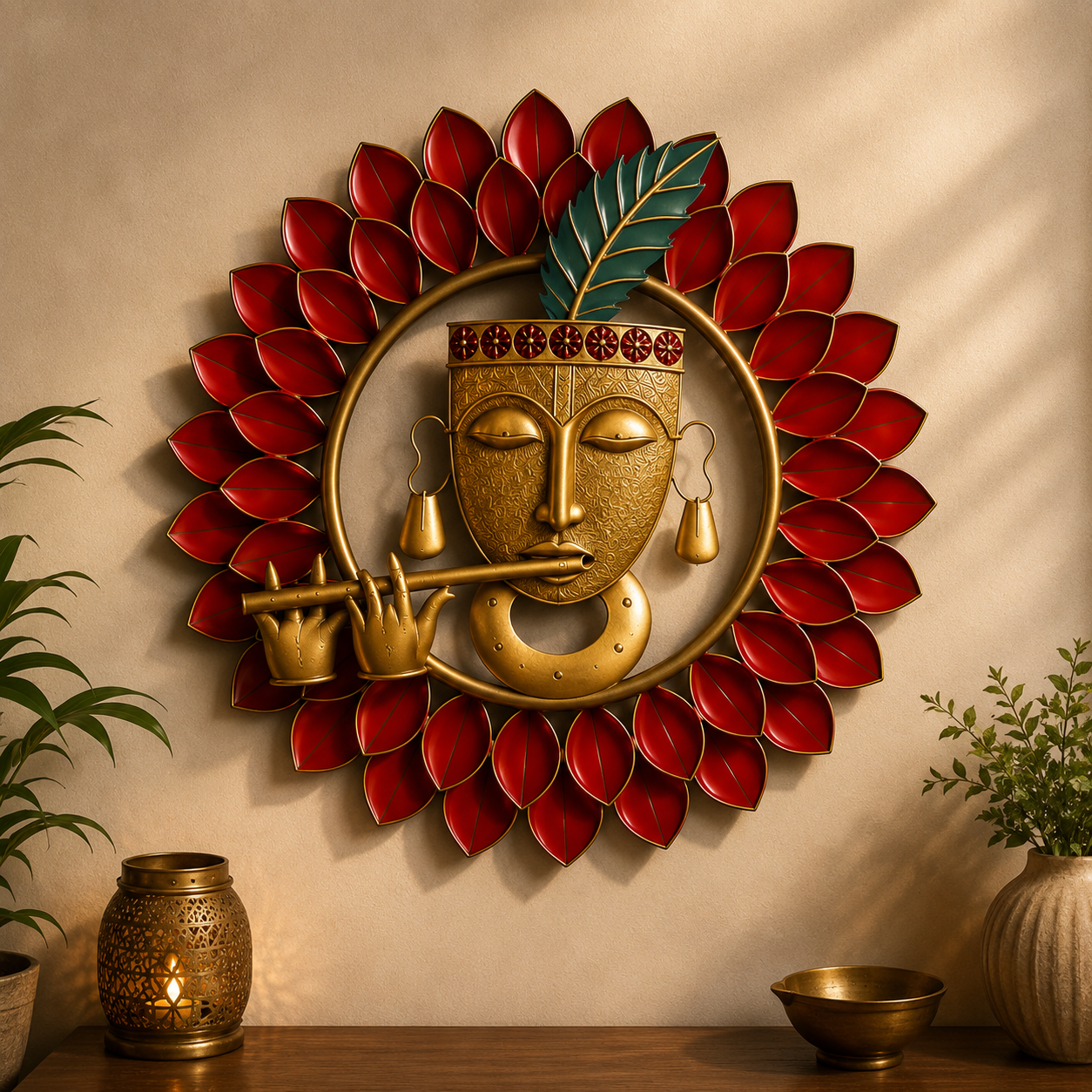 Krishna Face Metal Wall Hanging