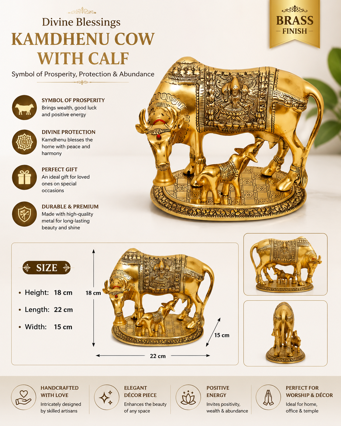 Kamadhenu Cow with Calf Statue