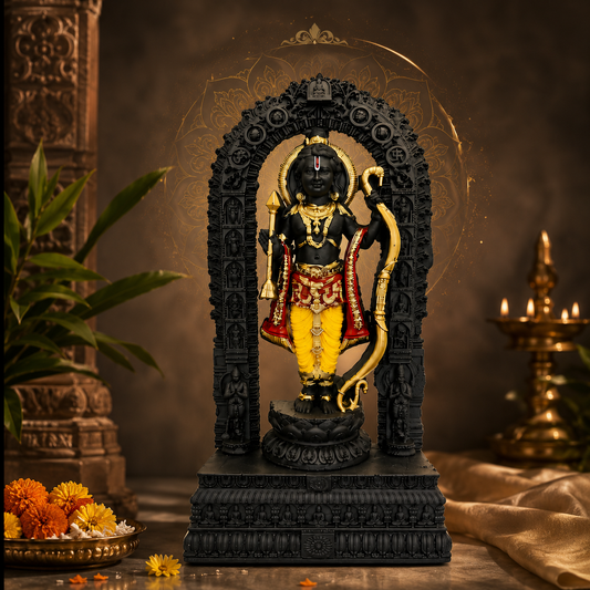 Schwarze Ram Lala Statue mit Bogen 15 Zoll