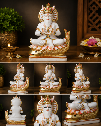 Premium Lord Jhulelal Idol Sitting on Fish (20.5 cm)