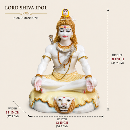 Lord Shiva Marble Idol – 18 Inch Premium Handcrafted Pure Marble Murti for Home Temple & Spiritual Decor