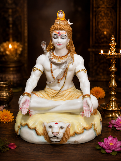 Lord Shiva Marble Idol – 18 Inch Premium Handcrafted Pure Marble Murti for Home Temple & Spiritual Decor