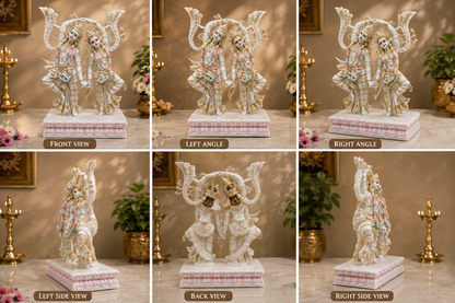 Radha Krishna Jugal Jodi – 2 Feet Handcrafted Pure White Marble Idol for Home Temple & Sacred Décor