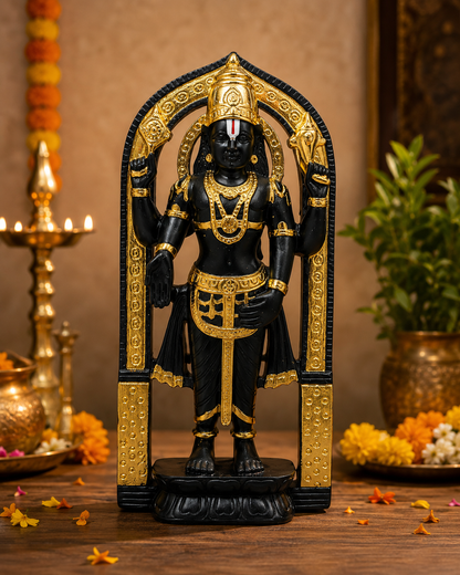 Lord Balaji Idol – 2 Feet Handcrafted Pure Black Marble Murti for Home Temple & Spiritual Décor