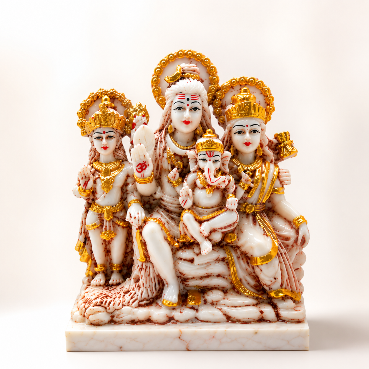 Shiv Parivar Murti – 7 Inch Handcrafted Pure White Marble Idol for Home Temple & Spiritual Décor