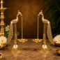Pure Brass Peacock Diya Set – Set of 2