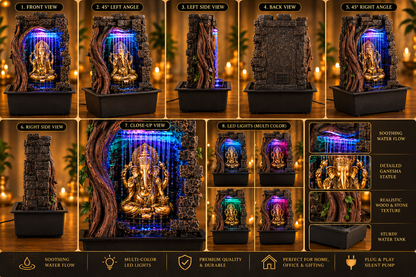 Ganesha Tabletop Water Fountain with LED Lights