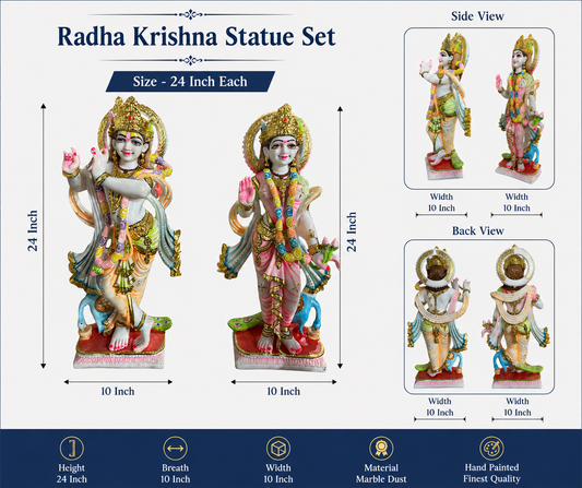 2 Ft Pure Jaipur Marble Radha Krishna Murti