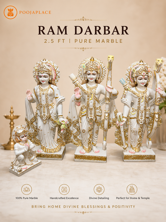 2,5 Fuß reine Marmor Ram Darbar Statue