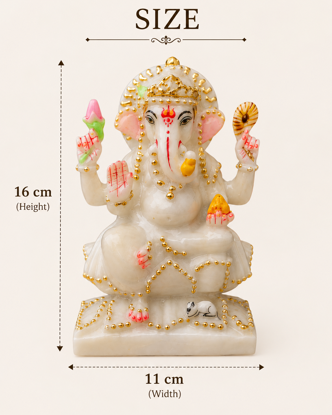 7 Inch Pure White Marble Lord Ganesha Idol | Handcrafted Ganesh Murti for Home Temple, Office & Gifts