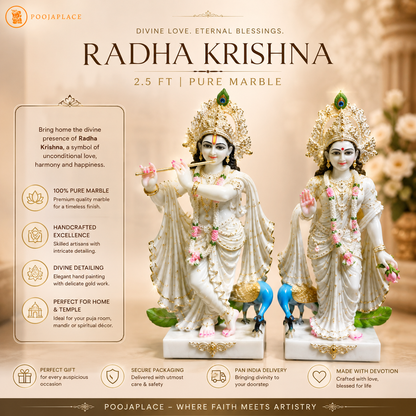 2.5 Ft Pure Marble Radha Krishna Idol