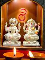 Ganesha Lakshmi '7 Inch' (Pure Marble)