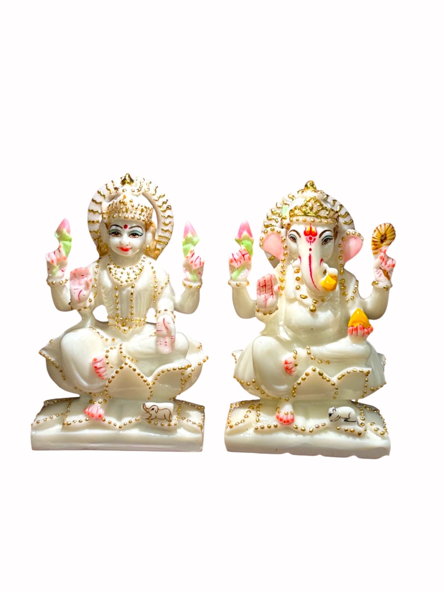Ganesha Lakshmi '7 Inch' (Pure Marble)