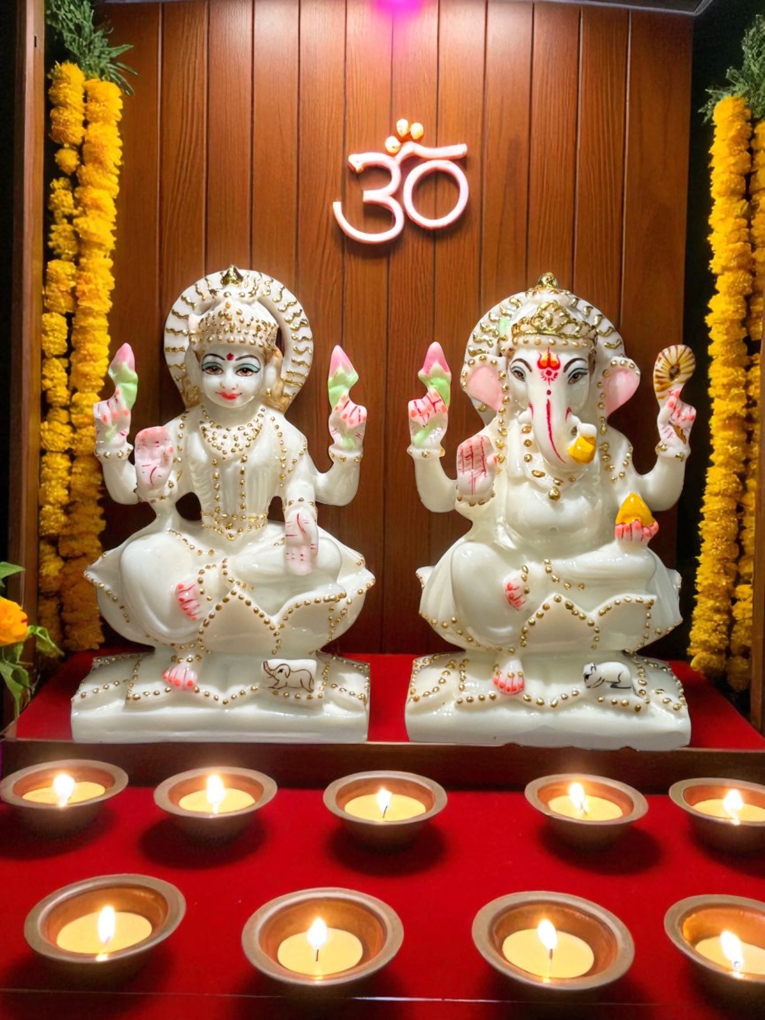 Ganesha Lakshmi '7 Inch' (Pure Marble)