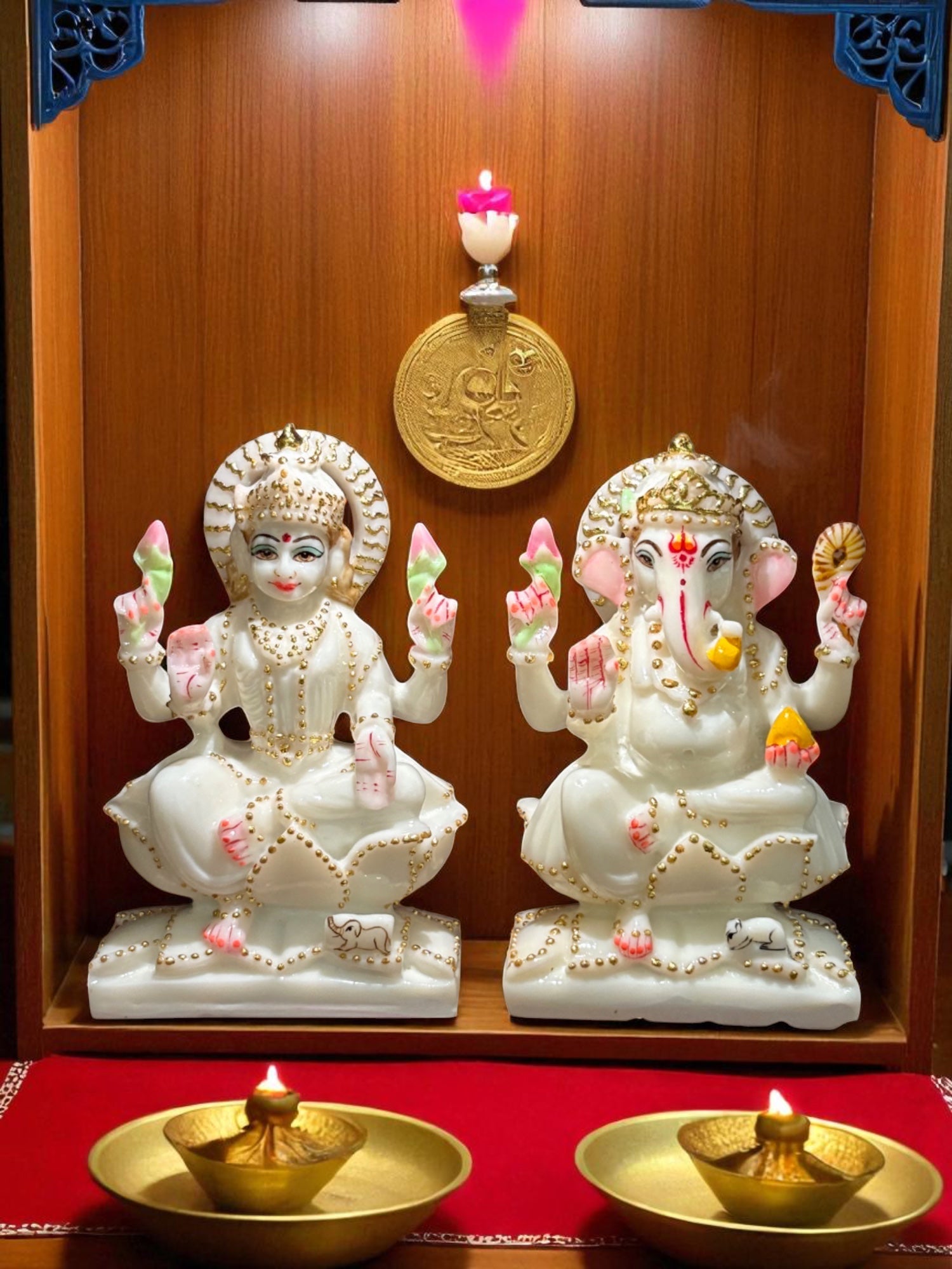 Ganesha Lakshmi '7 Inch' (Pure Marble)
