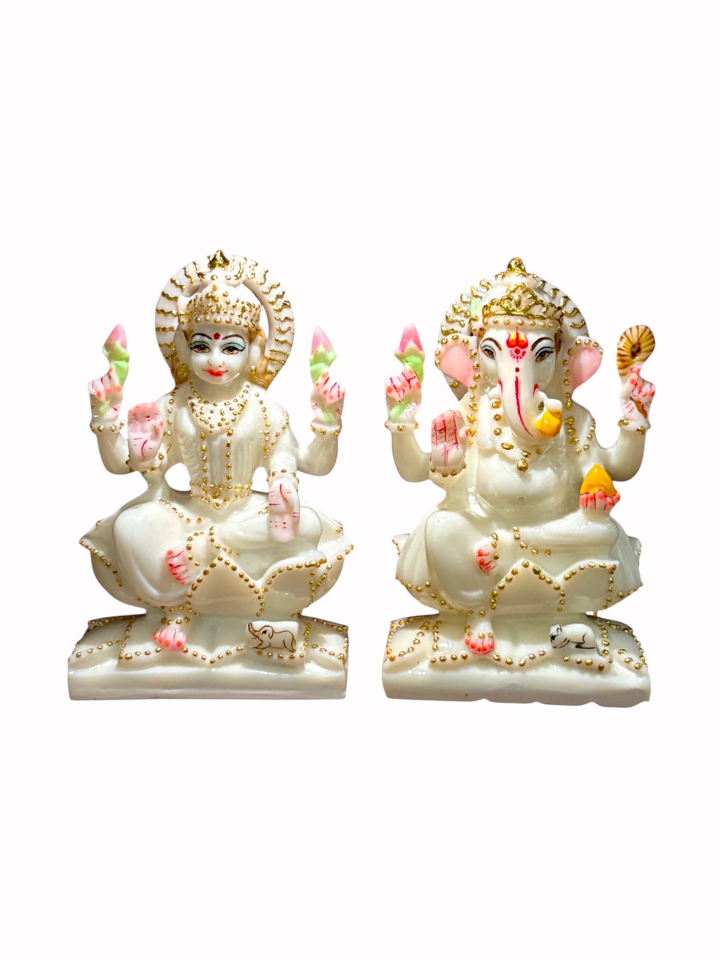 Ganesha Lakshmi '7 Inch' (Pure Marble)