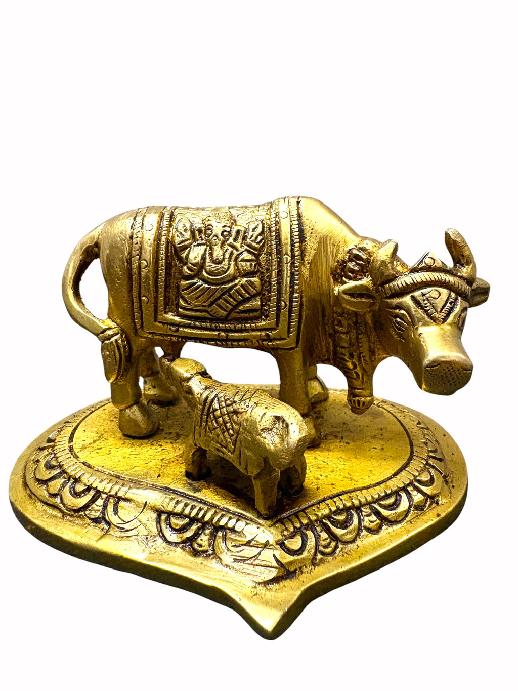 Kamdhenu Cow and Calf '5 Inch' (Pure Marble)