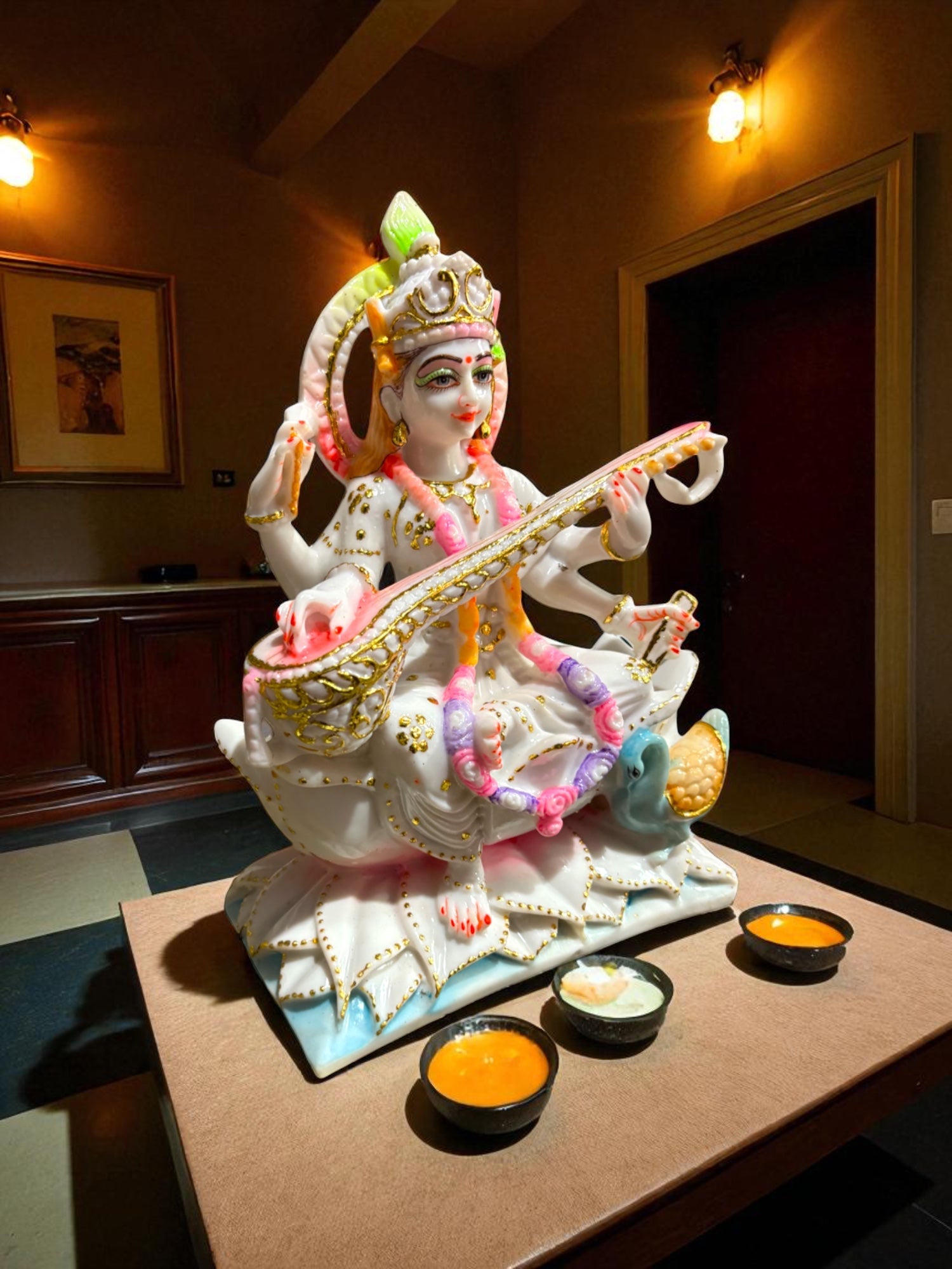Maa Saraswati '12 Inch' (Pure Marble)