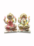 Lakshmi Ganesh '4 Inch' (Pure Marble)
