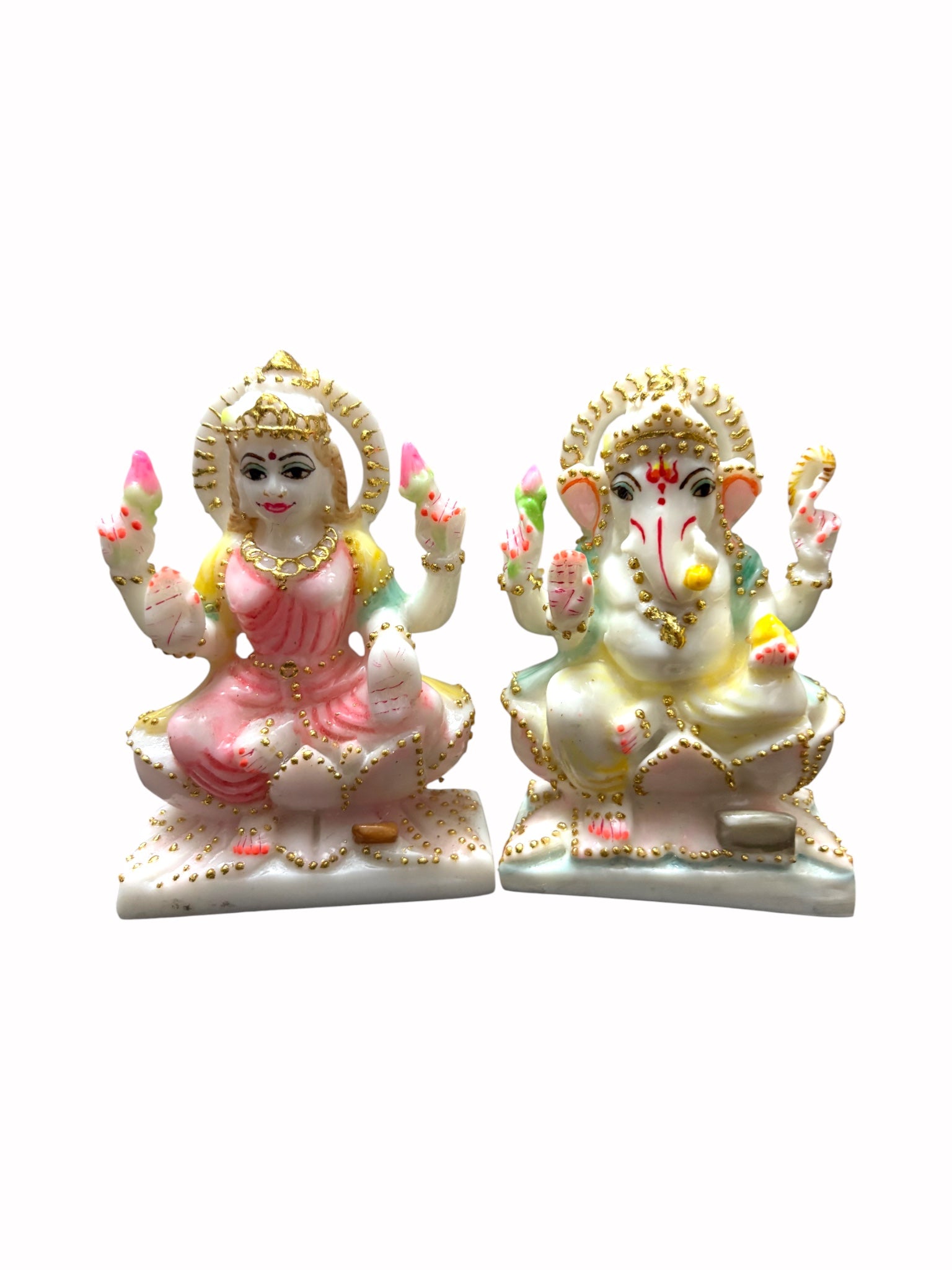 Lakshmi Ganesh '4 Inch' (Pure Marble)