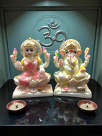 Lakshmi Ganesh '4 Inch' (Pure Marble)