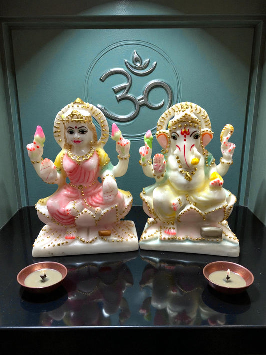 Lakshmi Ganesh '4 Inch' (Pure Marble)