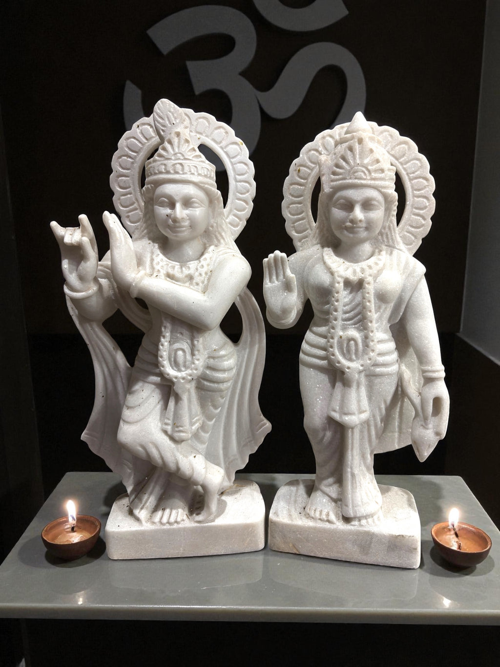 Radha Krishna (Unpainted) '15 Inch' (Pure Marble)