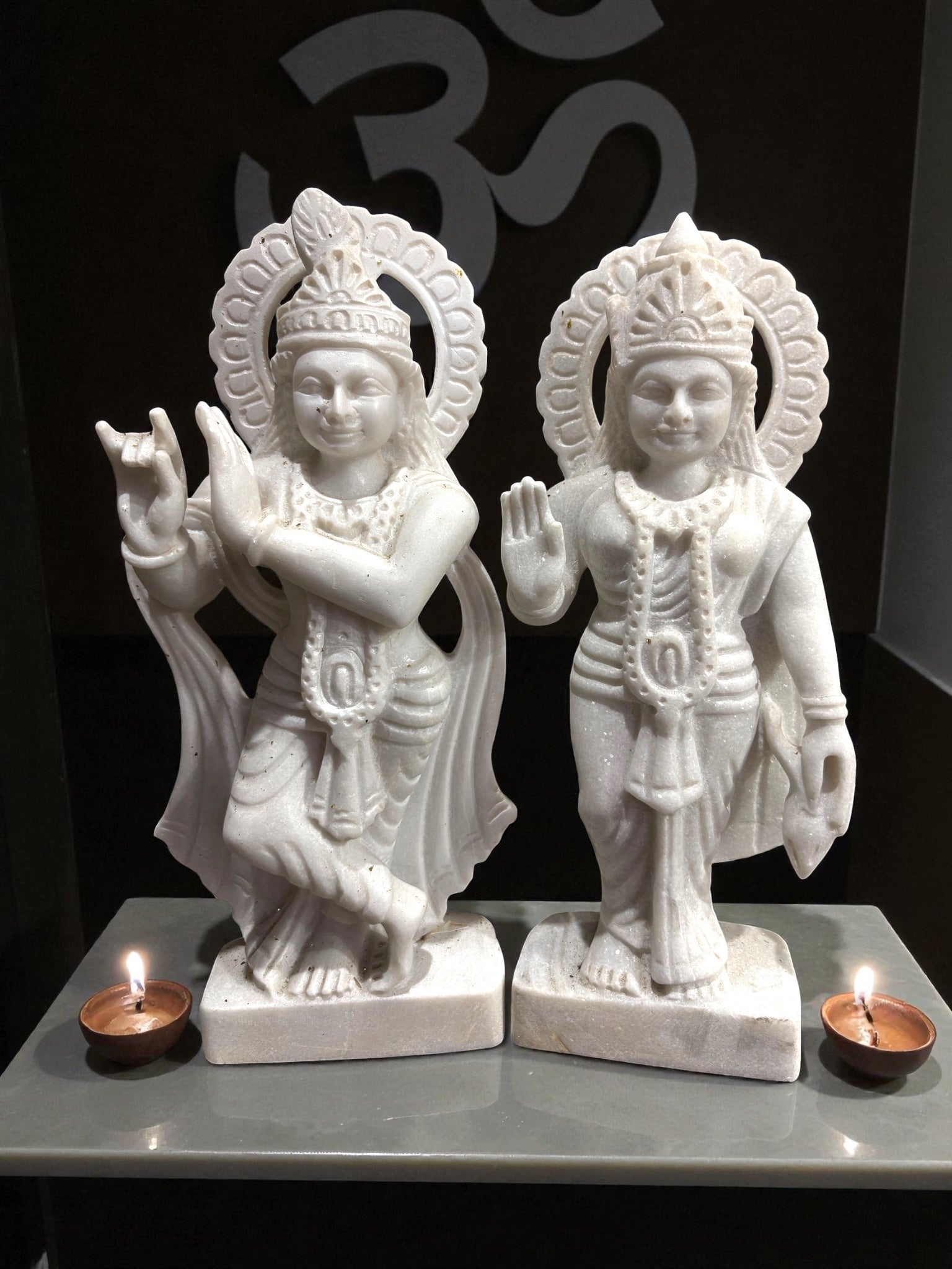Radha Krishna (Unpainted) '15 Inch' (Pure Marble)