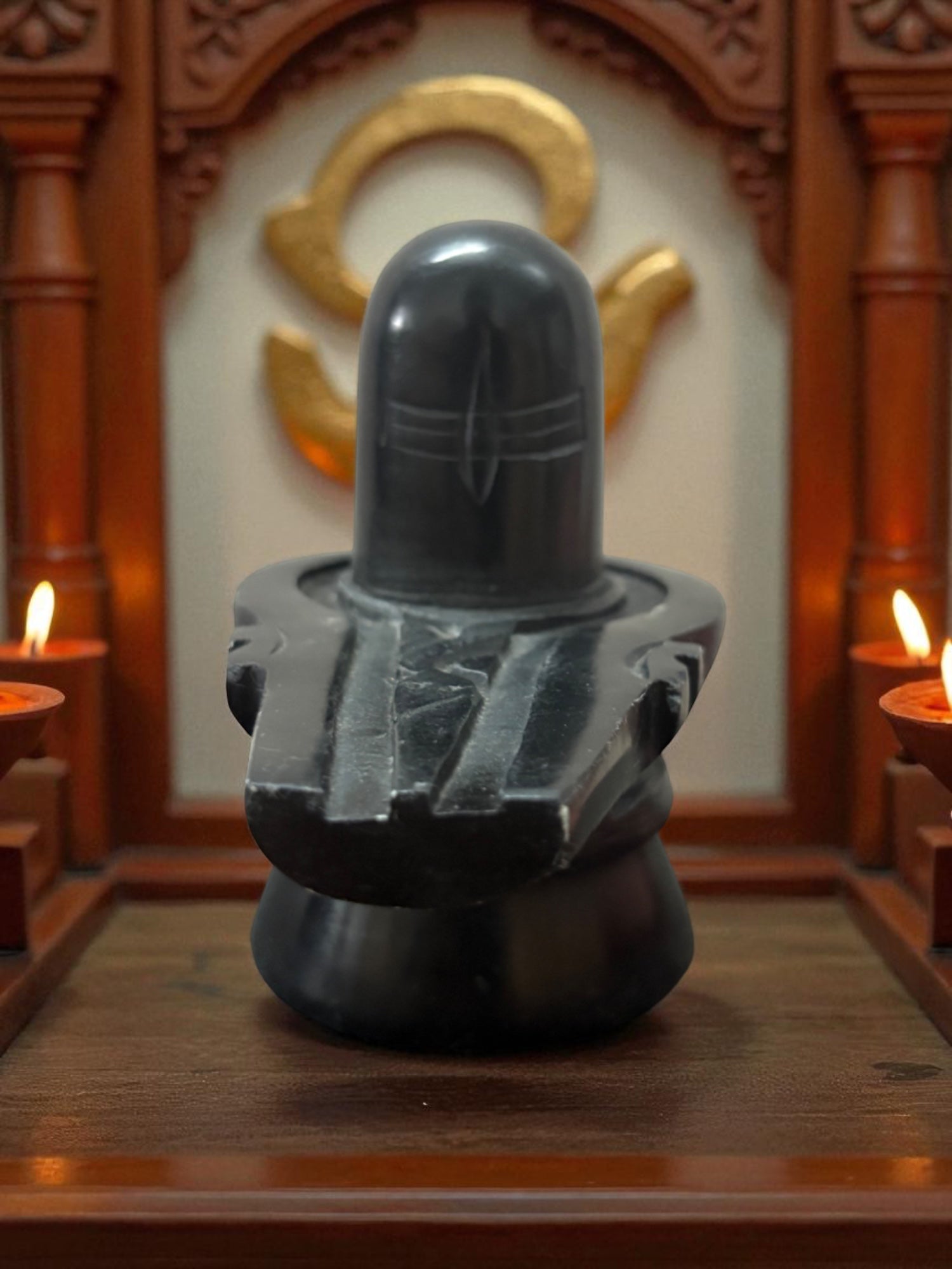 shivling '4Inch' (Pure Black Marble)