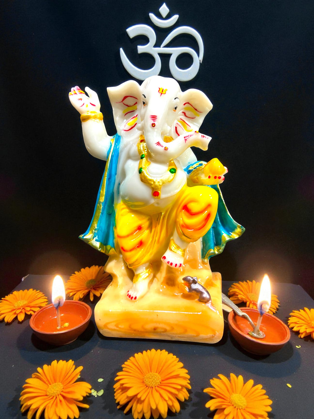 Dancing Lord Ganesha'9Inch' (Marble Dust)