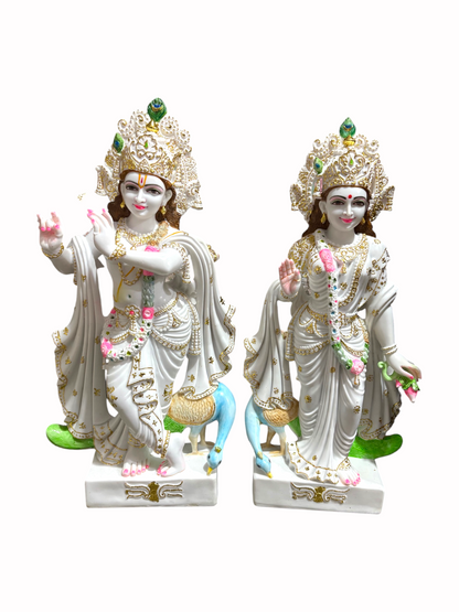2.5 Ft Pure Marble Radha Krishna Idol