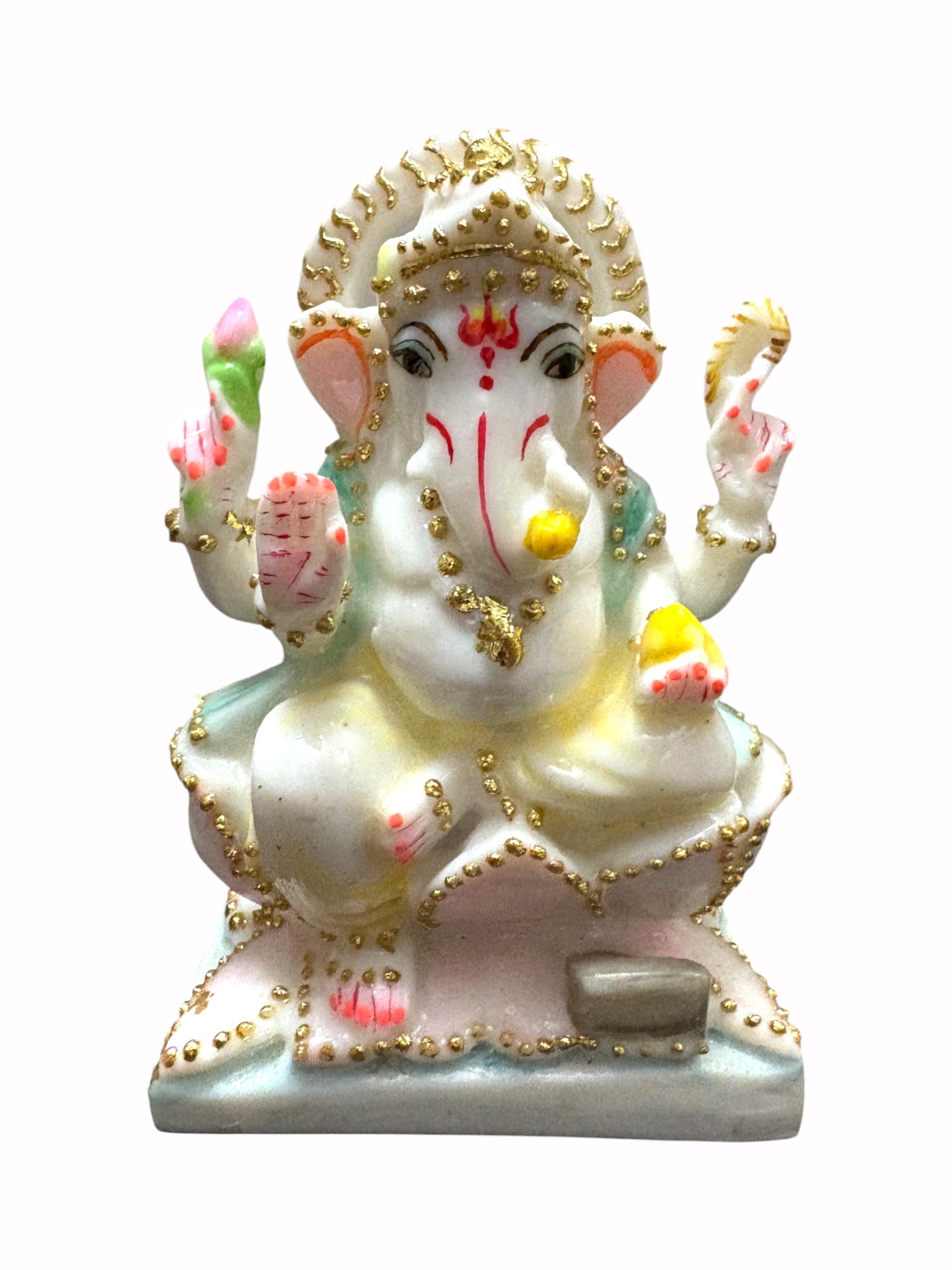 Lakshmi Ganesh '4 Inch' (Pure Marble)