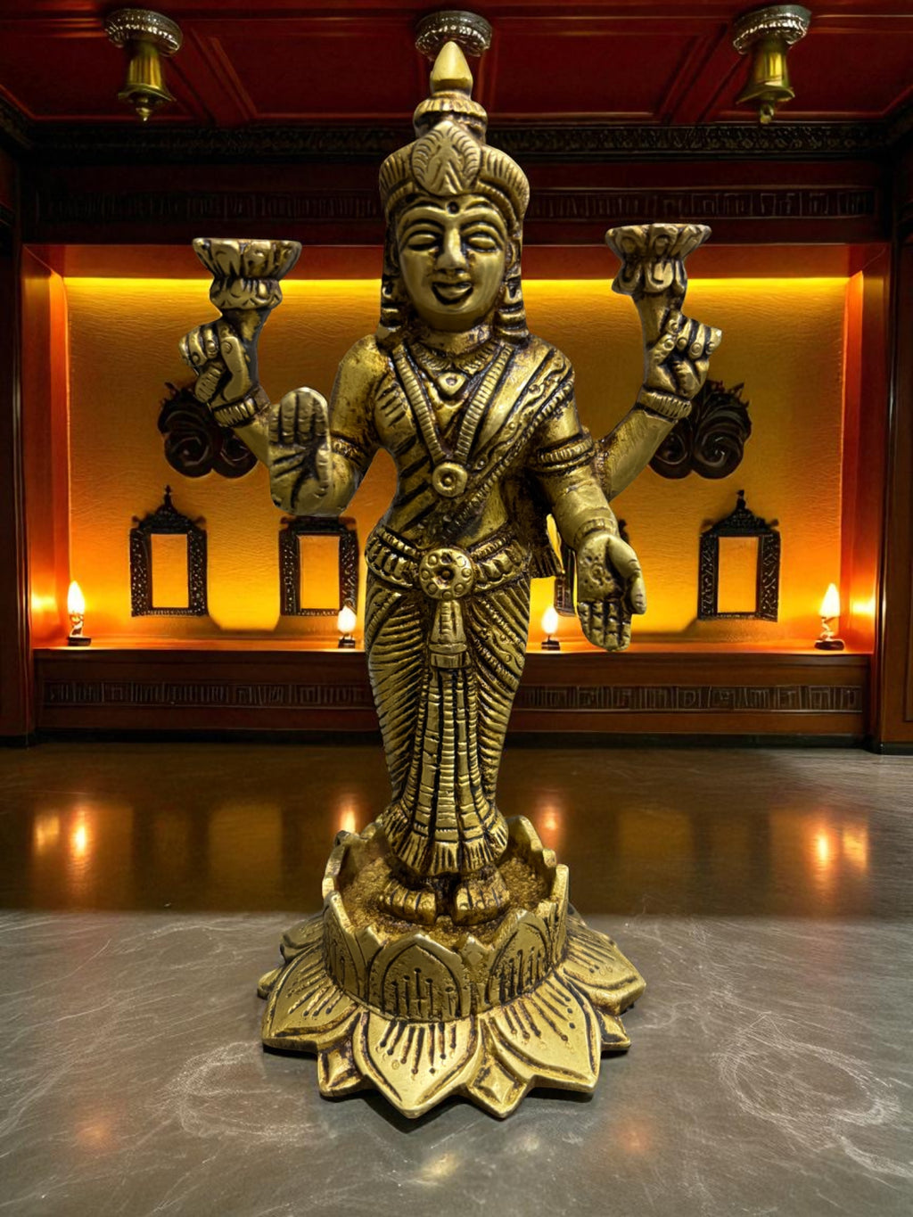 Lord Vishnu & Goddess Lakshmi ' 7Inch' ( Pure Brass)