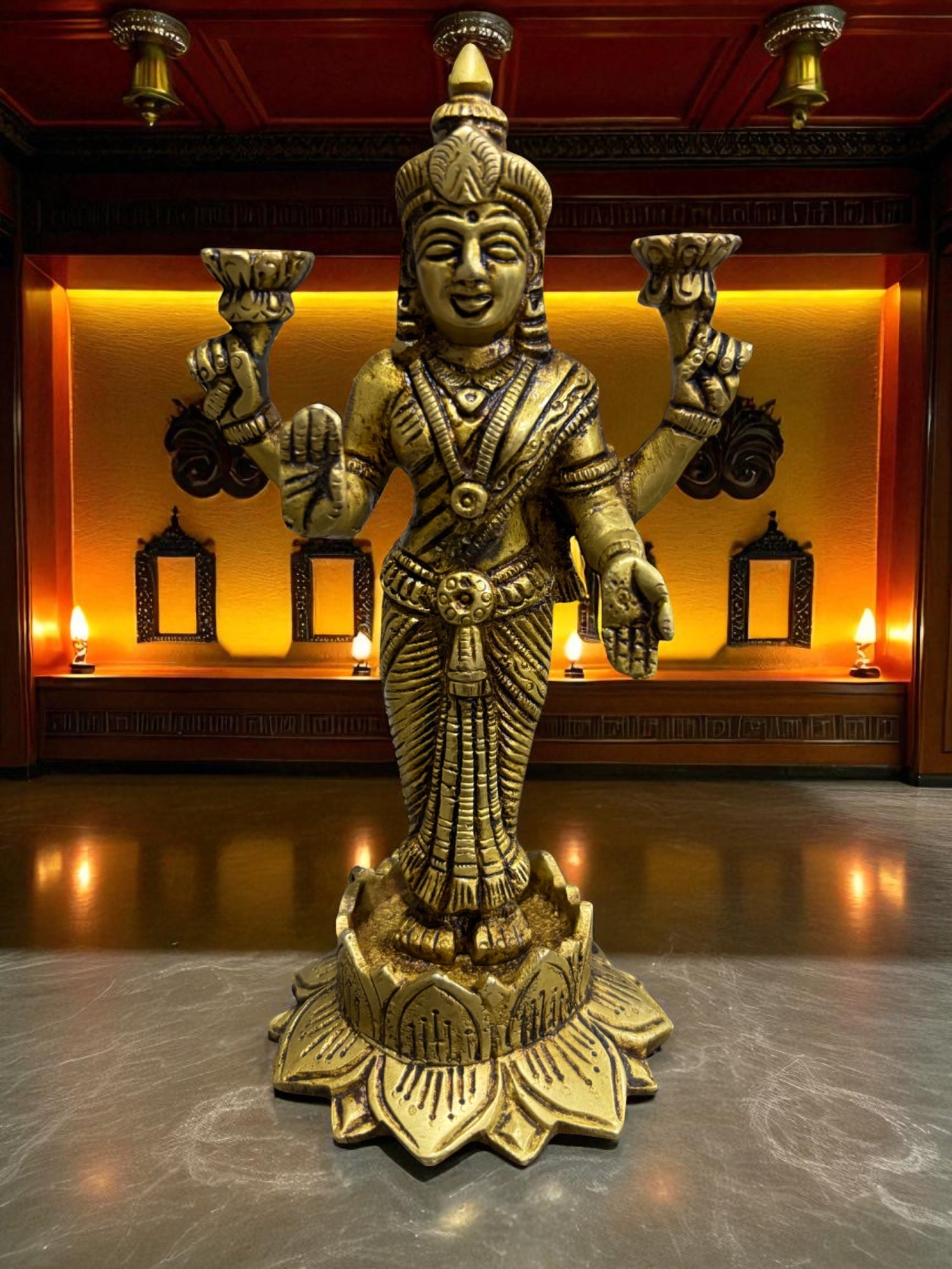 Lord Vishnu & Goddess Lakshmi ' 7Inch' ( Pure Brass)